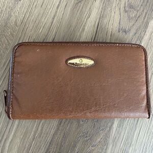 Rosetti Brown Faux Leather Zip Around Wallet